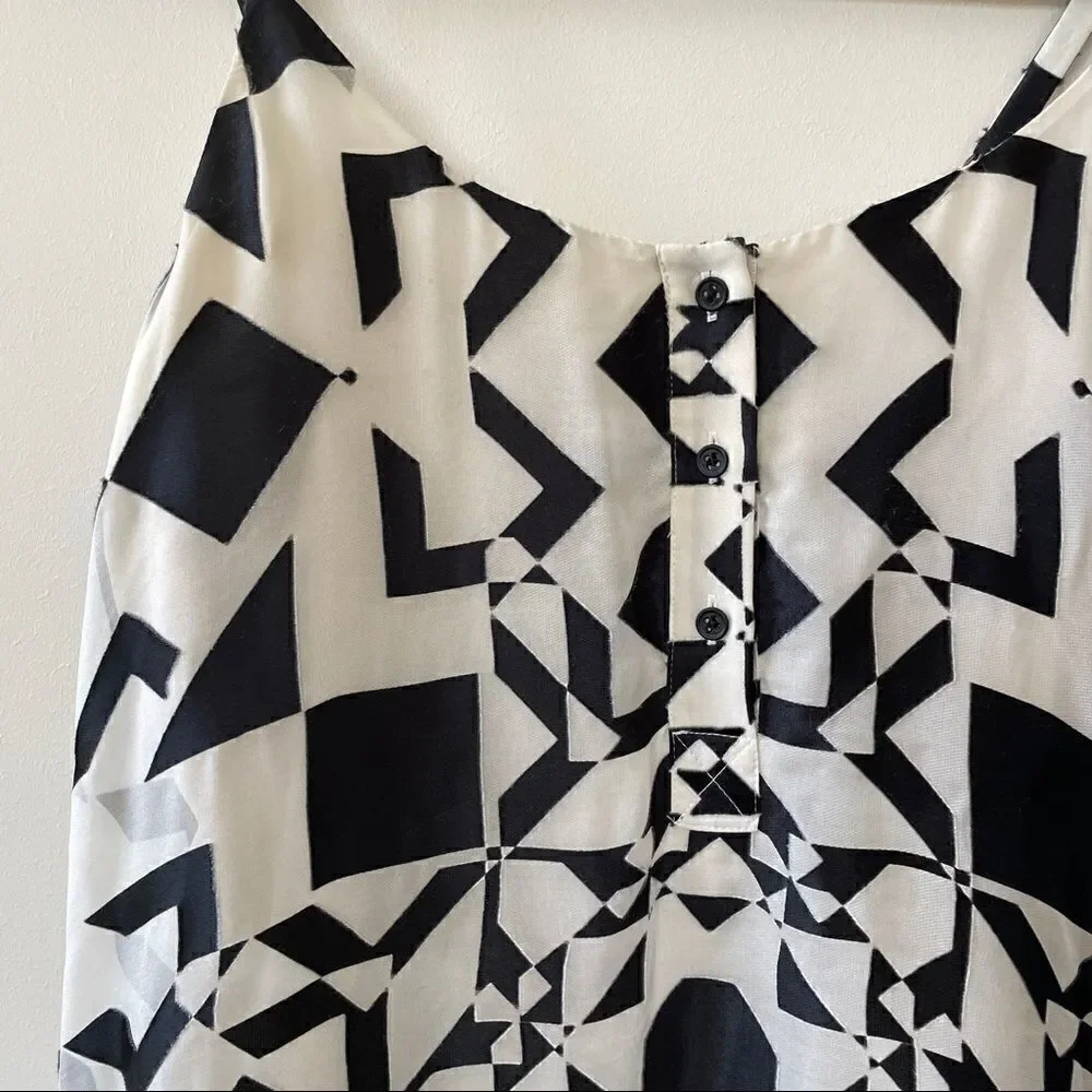 Alice + Olivia Rhi Printed Tiered Black and White Geometric Tank Dress XS - Picture 9 of 13